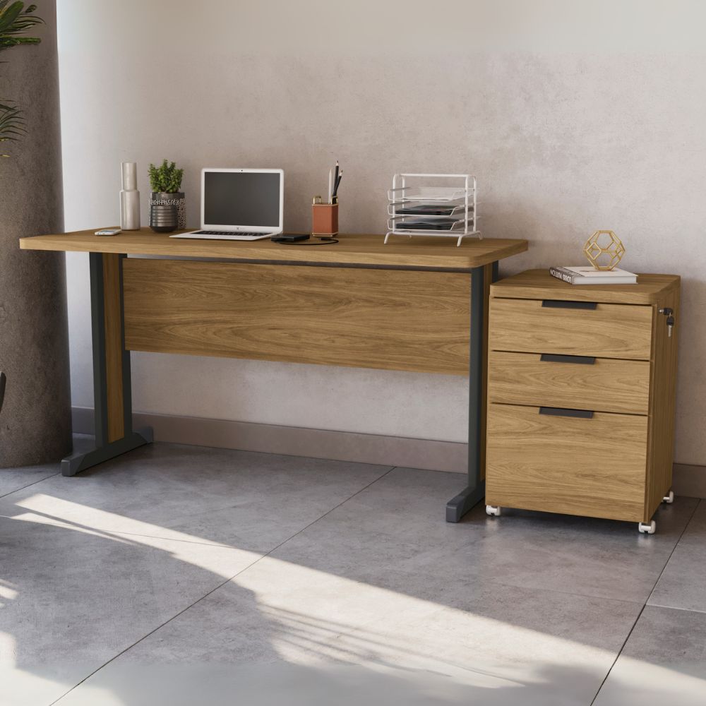 Mesa Escritorio 150 cm e Gaveteiro 3 Gavetas Versatil Itapua Kappesberg