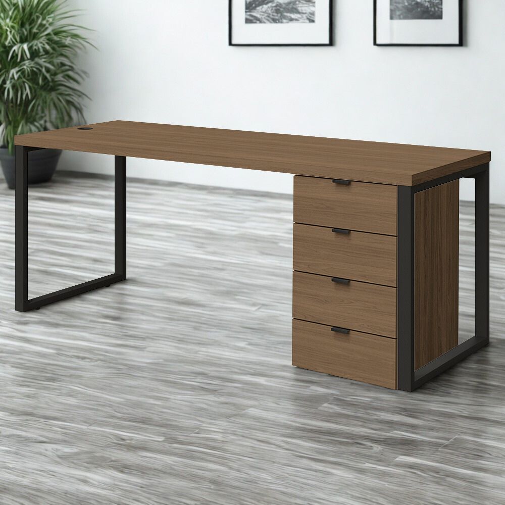 Mesa Escritorio 190 cm e Gaveteiro 4 Gavetas Frame Munique Kappesberg