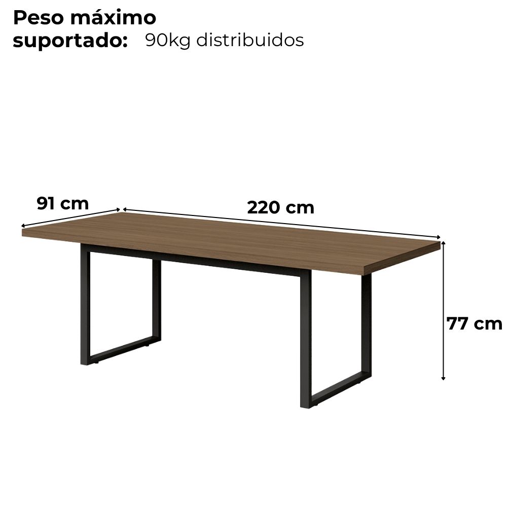 Mesa Escritorio Reuniao Industrial 220 cm Frame F220 Munique Kappesberg