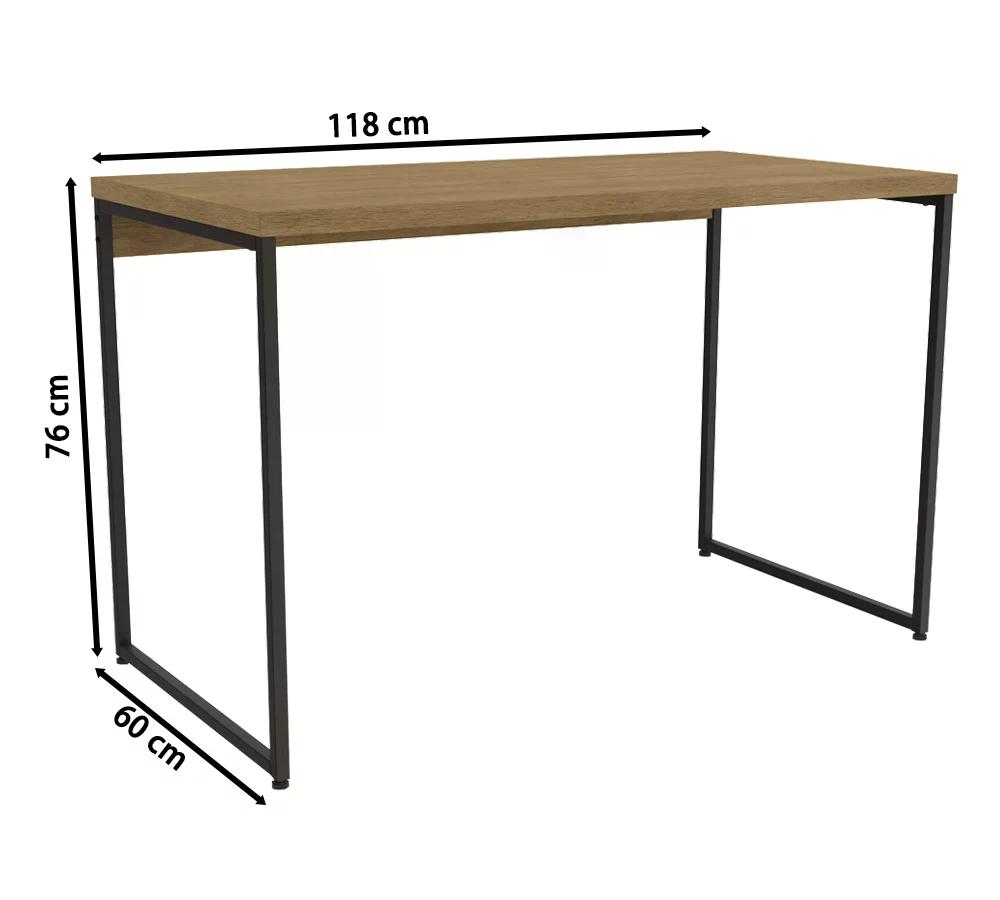 Mesa Escrivaninha 118cm Industrial Crome LI002 Freijo Preto Kappesberg