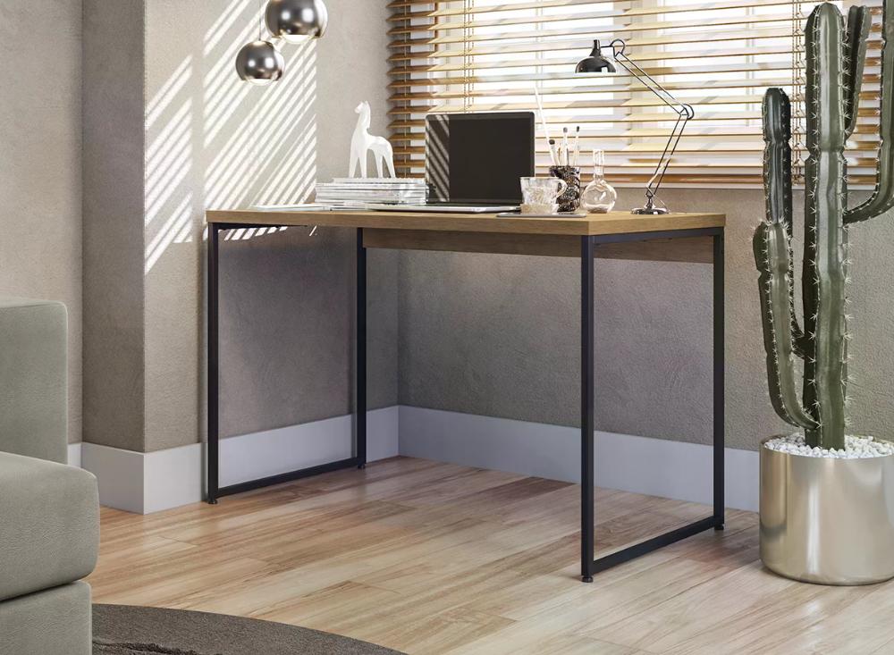 Mesa Escrivaninha 118cm Industrial Crome LI002 Freijo Preto Kappesberg