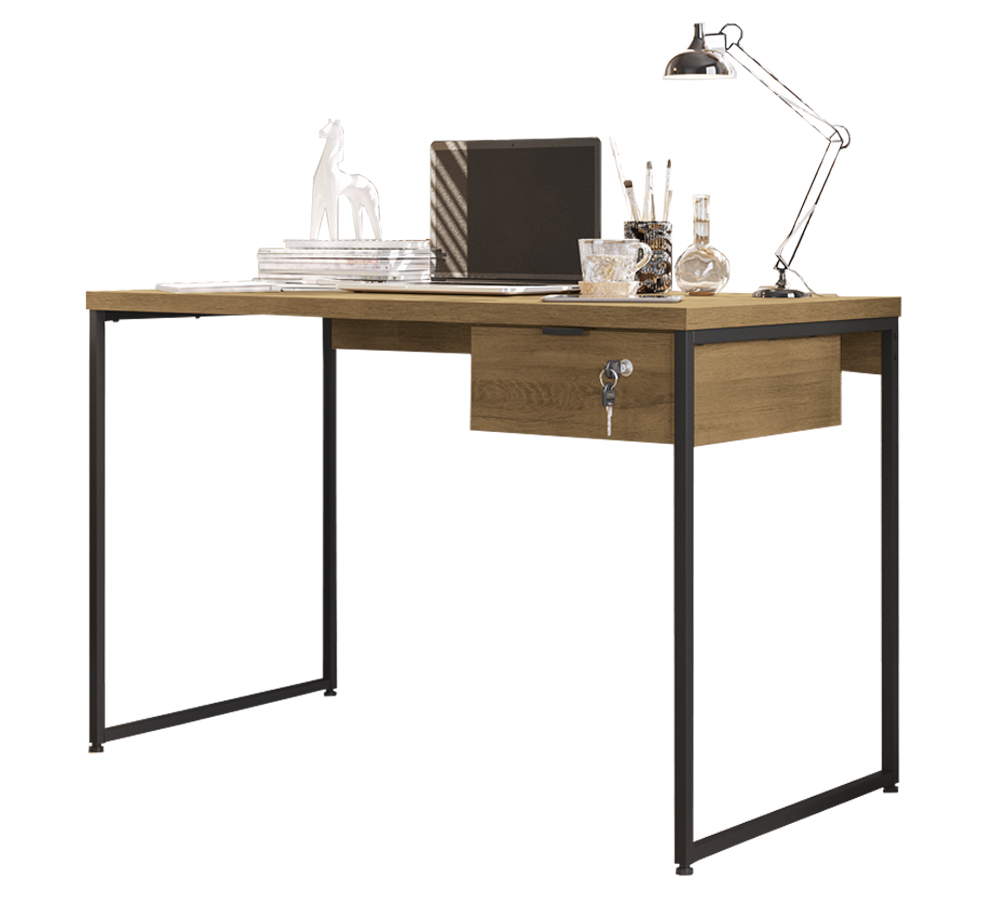 Mesa Escrivaninha Com Gaveteiro Industrial Crome LI002/005 Freijo Preto Kappesberg