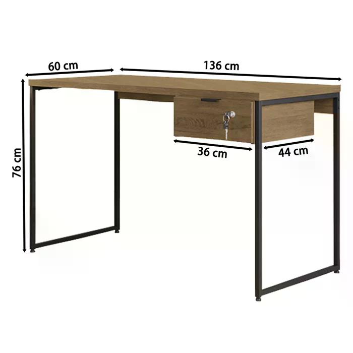 Mesa Escrivaninha Com Gaveteiro Industrial Crome LI003/005 Freijo Preto Kappesberg