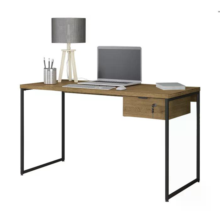 Mesa Escrivaninha Com Gaveteiro Industrial Crome LI003/005 Freijo Preto Kappesberg