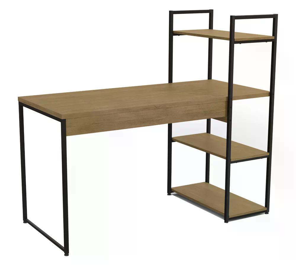 Mesa Escrivaninha Com Prateleira Industrial Crome LI010 Freijo Preto Kappesberg