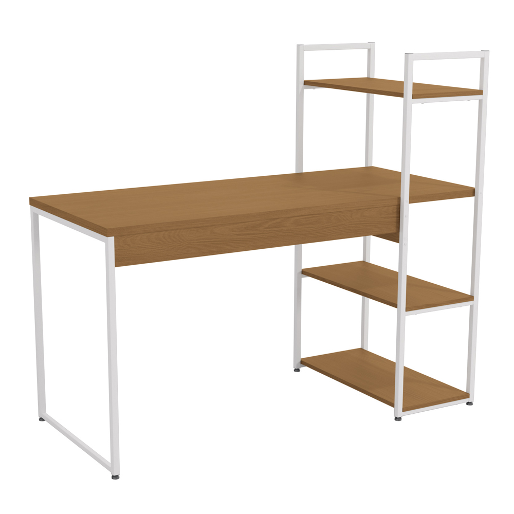 Mesa Escrivaninha Prateleiras 136 cm LI010 Canela Branco KPB