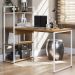 Mesa Escrivaninha Prateleiras 136 cm LI010 Canela Branco KPB