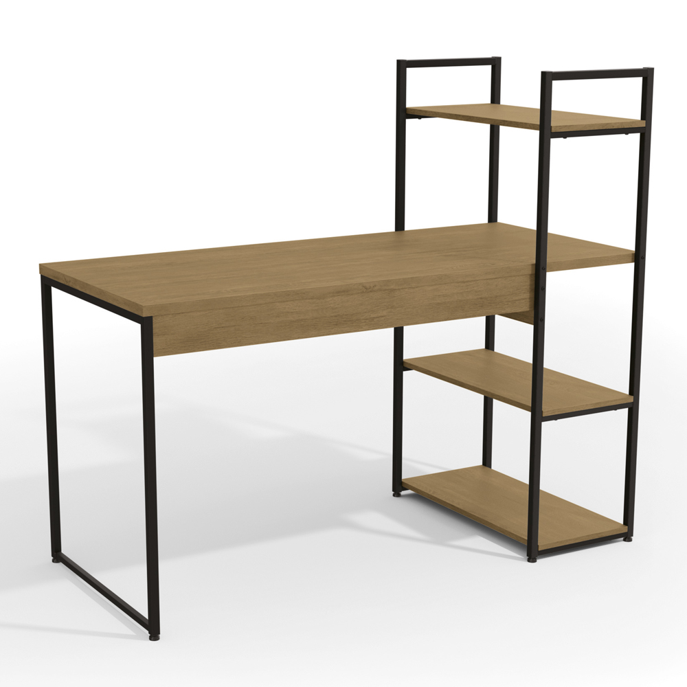 Mesa Escrivaninha Prateleiras 136 cm LI010 Freijo Preto Fosco KPB