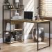 Mesa Escrivaninha Prateleiras 136 cm LI010 Freijo Preto Fosco KPB