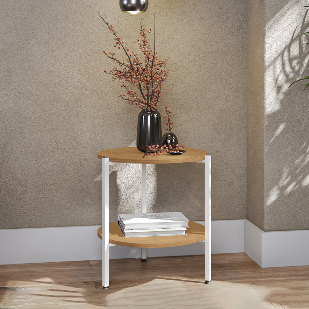 Mesa de Centro Industrial 47 cm LI017 Canela Branco KPB