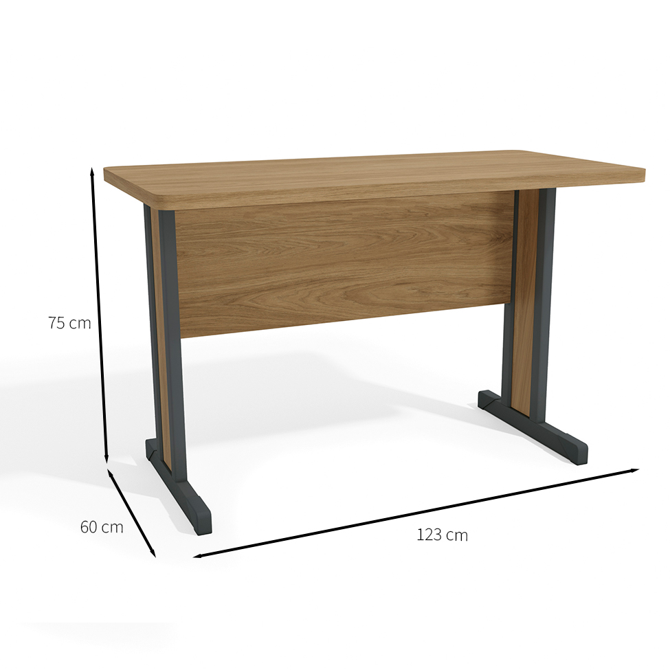 Mesa de Escritório Secretária Versátil Marrom 123 cm