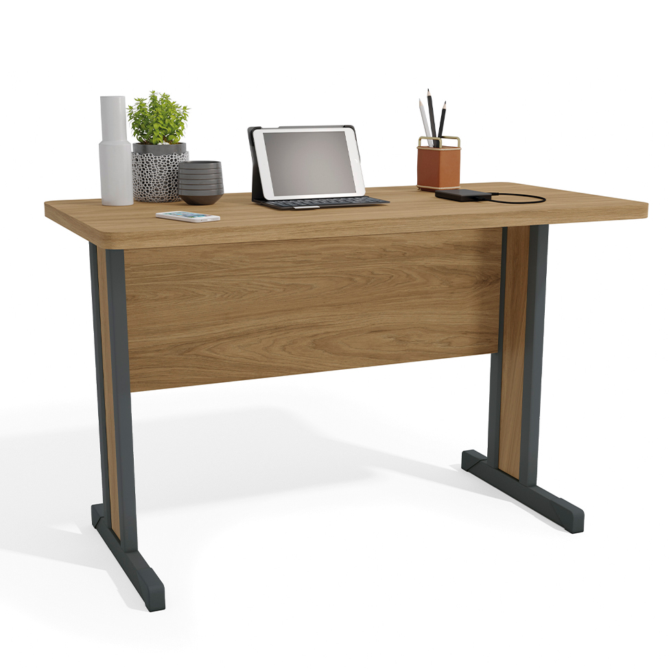 Mesa de Escritório Secretária Versátil Marrom 123 cm