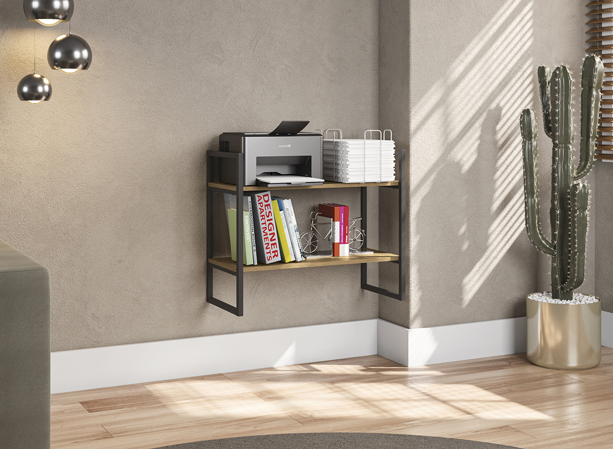 Nicho 02 Prateleiras 60x72cm Industrial Crome LI008 Freijo Preto Kappesberg