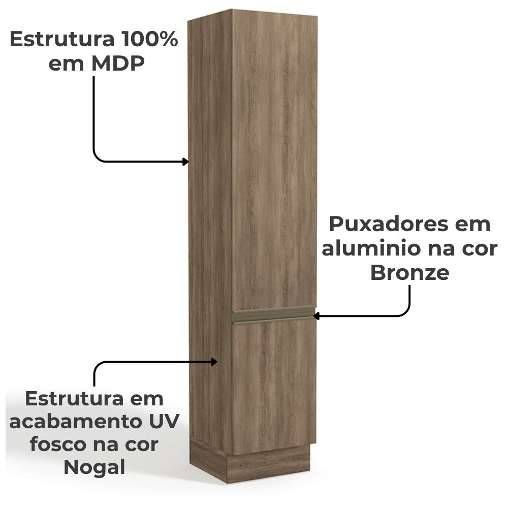 Paneleiro 2 Portas 240x50 cm MDP Maxxi G749 Nogal Kappesberg