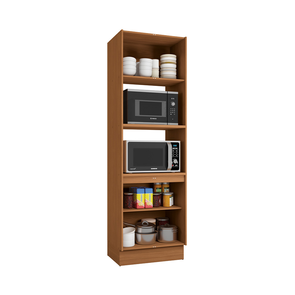 Paneleiro com 2 Nichos Vibra 4 Portas Canela e Grafite