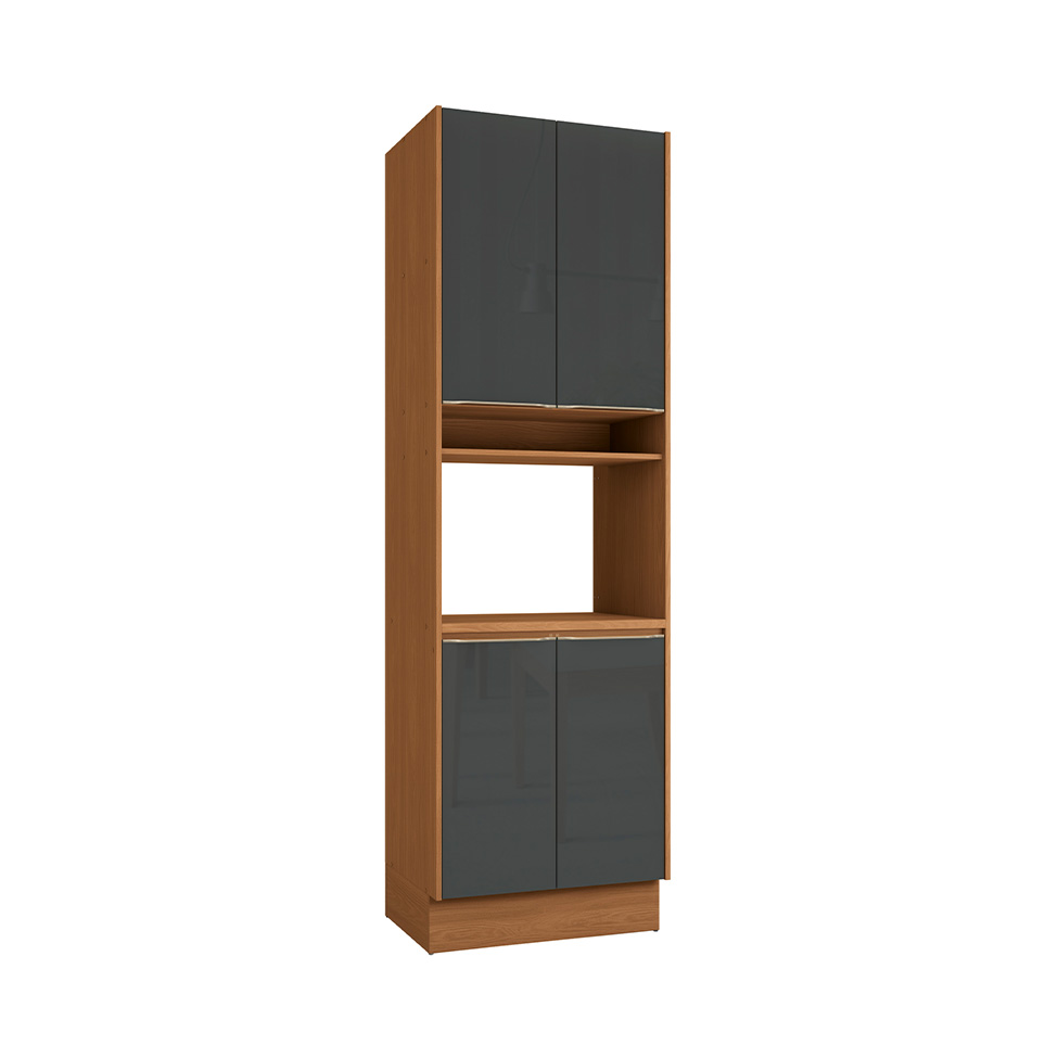 Paneleiro com Nicho Vibra 4 Portas Canela e Grafite