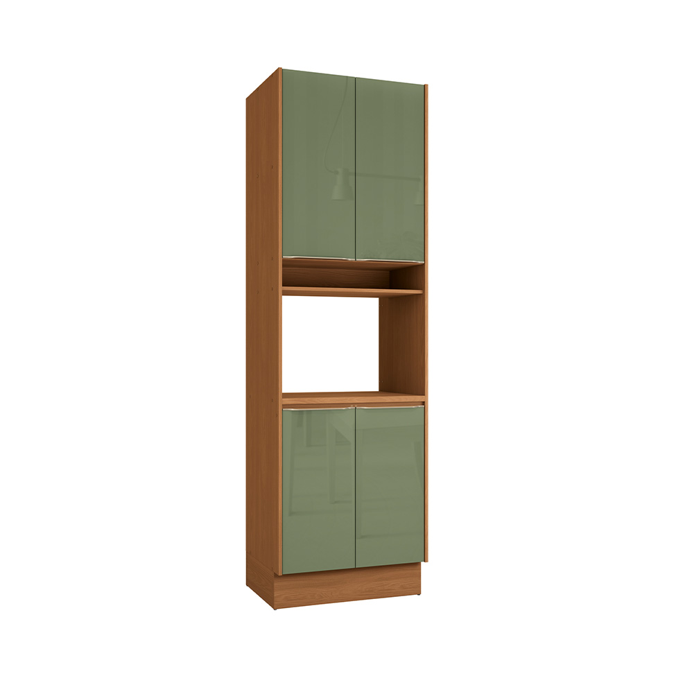 Paneleiro com Nicho Vibra 4 Portas Canela e Verde Pistache