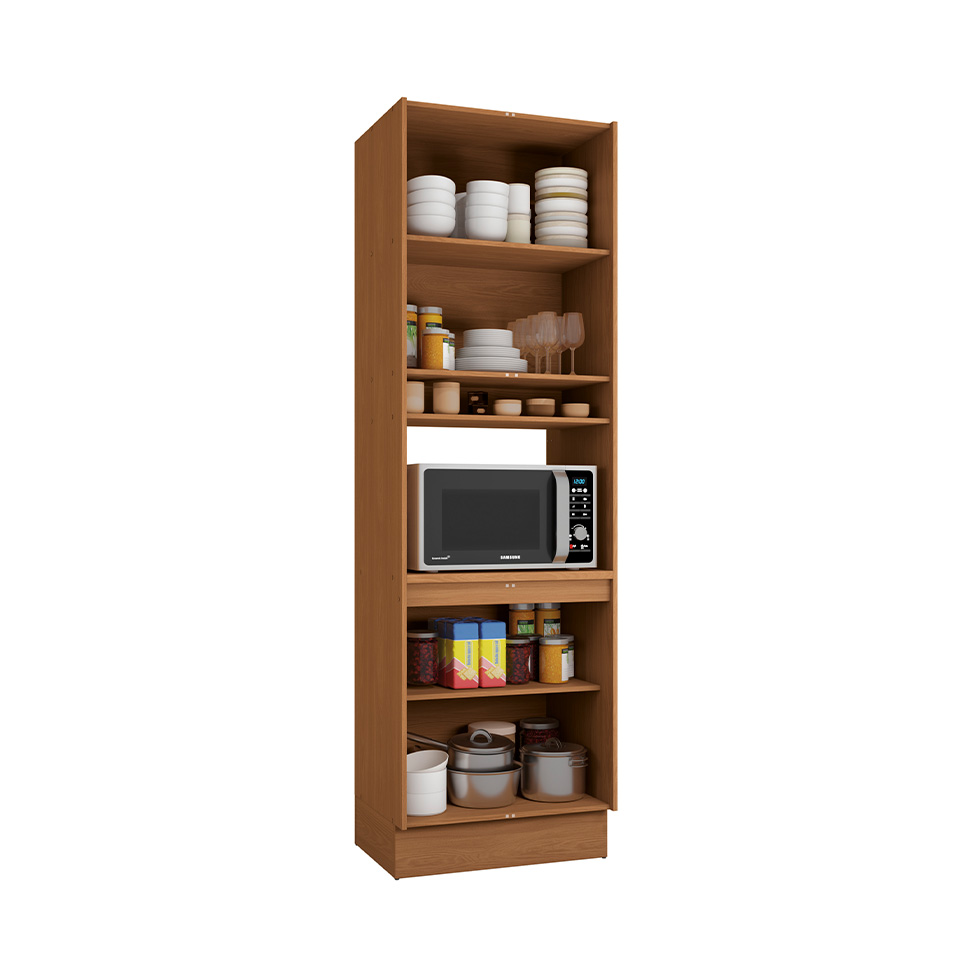 Paneleiro com Nicho Vibra 4 Portas Canela e Verde Pistache