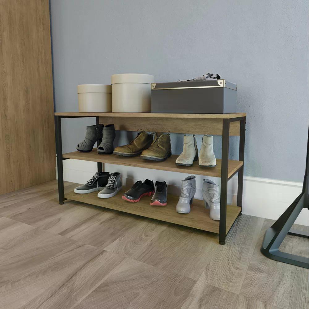 Sapateira 02 Prateleiras Industrial Crome LI020 Freijo Preto Kappesberg