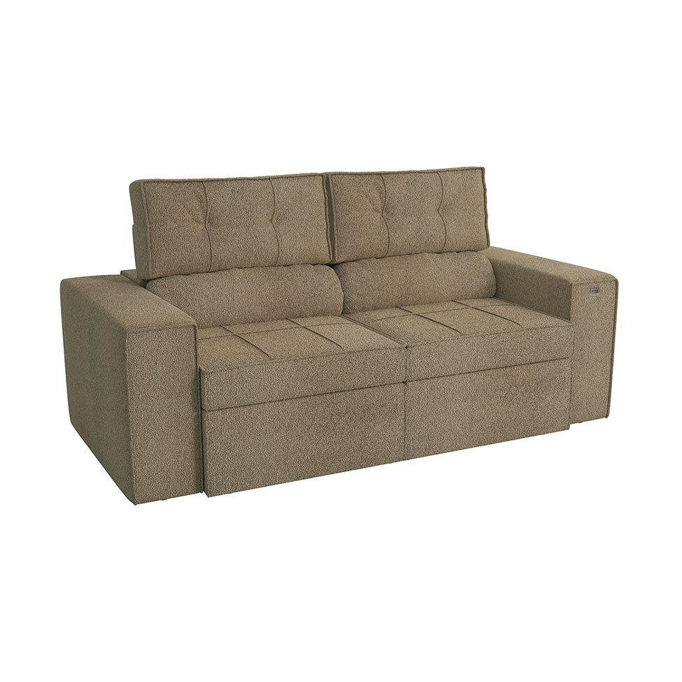 Sofá 2 Lugares Retrátil e Reclinável Lanus Bouclé Fendi 206 cm