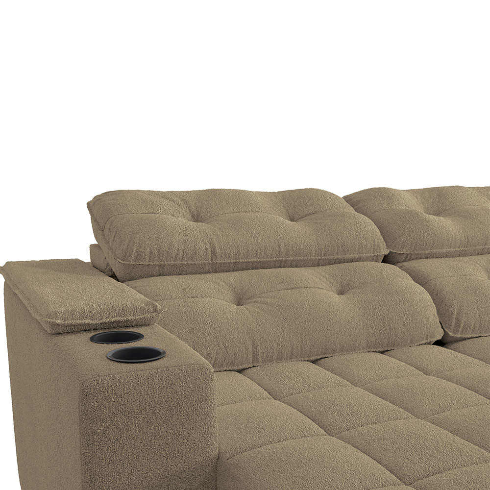 Sofá 3 Lugares Retrátil e Reclinável Premier Molas Bouclé Fendi 231 cm