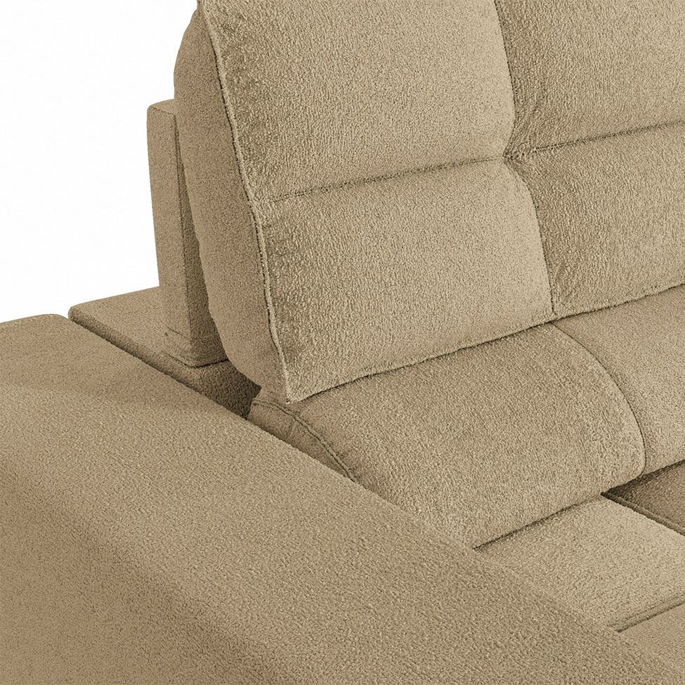Sofá 4 Lugares Retrátil e Reclinável Deluxe Bouclé Bege
