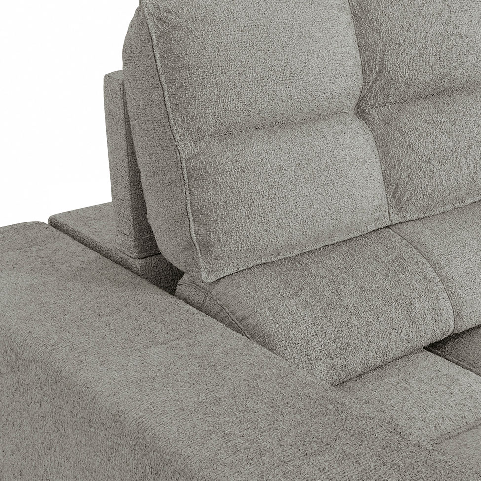 Sofá 4 Lugares Retrátil e Reclinável Deluxe Bouclé Cinza