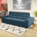 Sofá 4 Lugares Retrátil e Reclinável Deluxe Molas Veludo Azul Marinho 268 cm