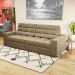 Sofá 4 Lugares Retrátil e Reclinável Deluxe Molas Veludo Bege 268 cm