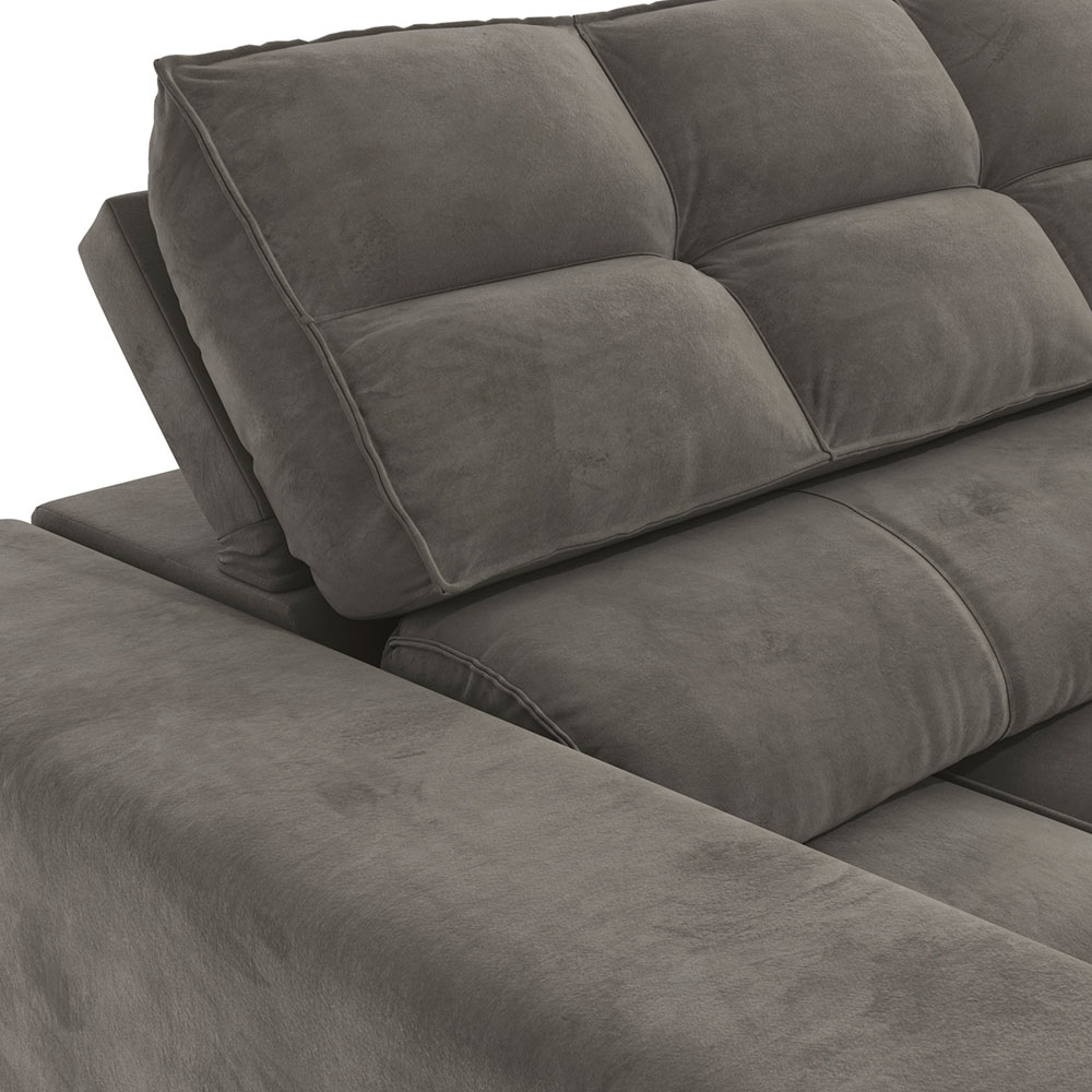 Sofá 4 Lugares Retrátil e Reclinável Deluxe Molas Veludo Chumbo 268 cm
