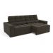 Sofá 4 Lugares Retrátil e Reclinável Deluxe Molas Veludo Chumbo Escuro 268 cm