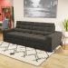 Sofá 4 Lugares Retrátil e Reclinável Deluxe Molas Veludo Chumbo Escuro 268 cm