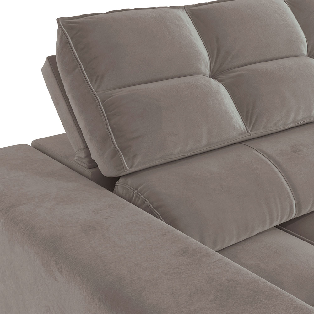 Sofá 4 Lugares Retrátil e Reclinável Deluxe Molas Veludo Cinza Claro 268 cm