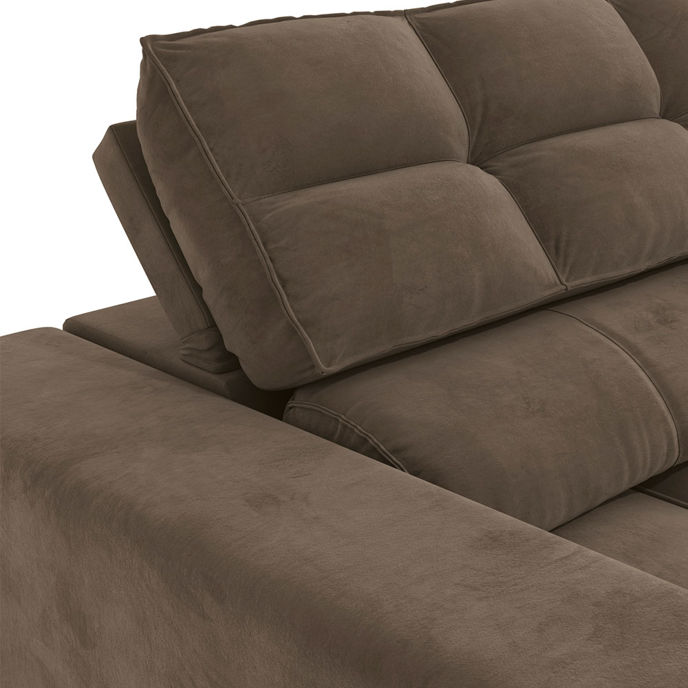Sofá 4 Lugares Retrátil e Reclinável Deluxe Molas Veludo Marrom 268 cm