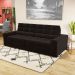 Sofá 4 Lugares Retrátil e Reclinável Deluxe Molas Veludo Preto 268 cm