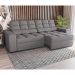 Sofá 4 Lugares Retrátil e Reclinável Deluxe Molas Veludo Titânio 268 cm