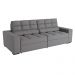 Sofá 4 Lugares Retrátil e Reclinável Deluxe Molas Veludo Titânio 268 cm