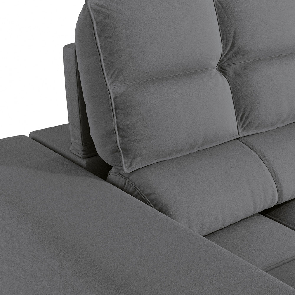 Sofá 4 Lugares Retrátil e Reclinável Deluxe Molas Veludo Titânio 268 cm
