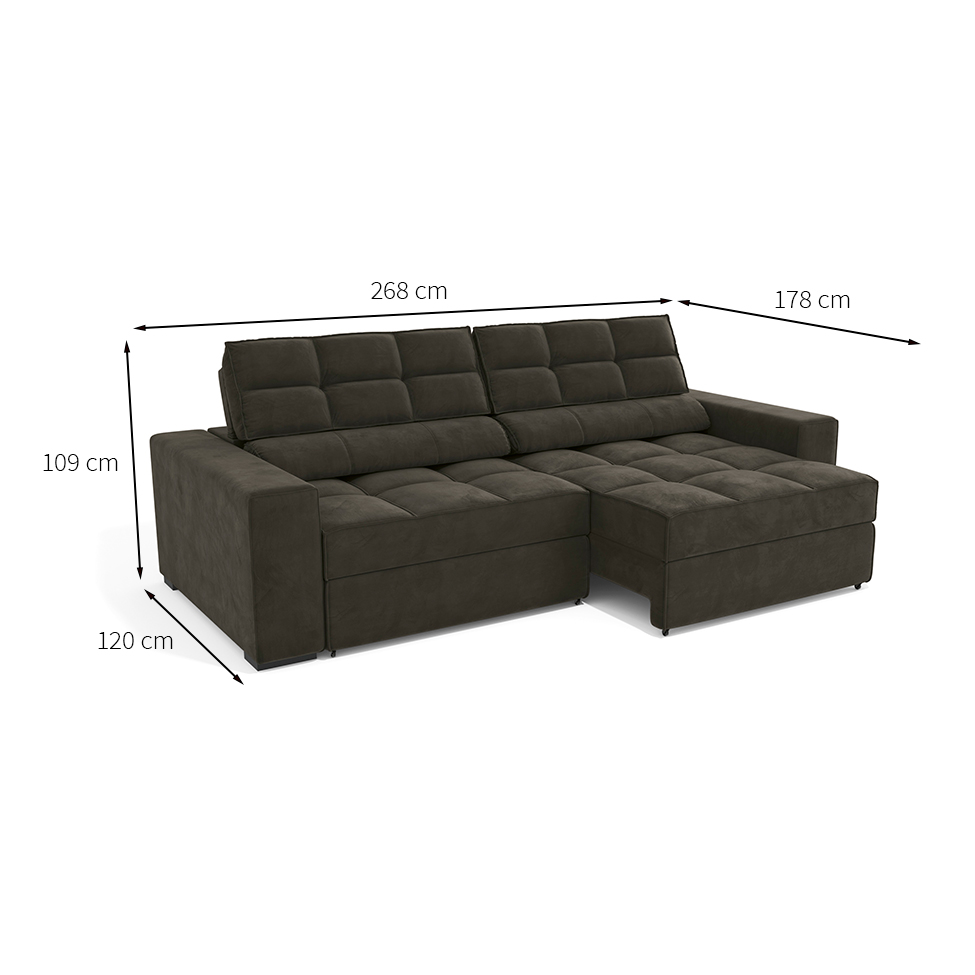 Sofá 4 Lugares Retrátil e Reclinável Deluxe Veludo Chumbo