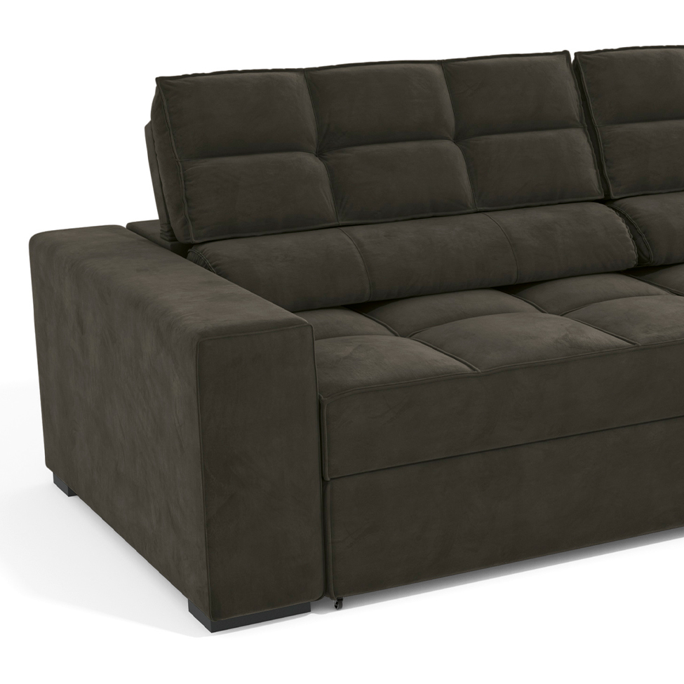 Sofá 4 Lugares Retrátil e Reclinável Deluxe Veludo Chumbo