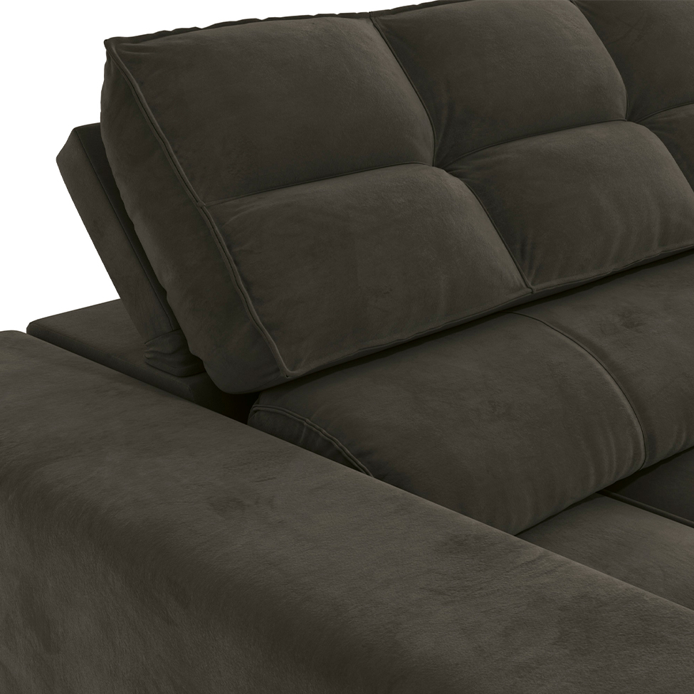 Sofá 4 Lugares Retrátil e Reclinável Deluxe Veludo Chumbo