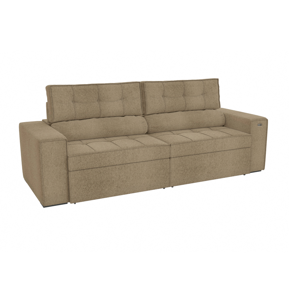 Sofá 4 Lugares Retrátil e Reclinável Lanus Bouclé Fendi 250 cm
