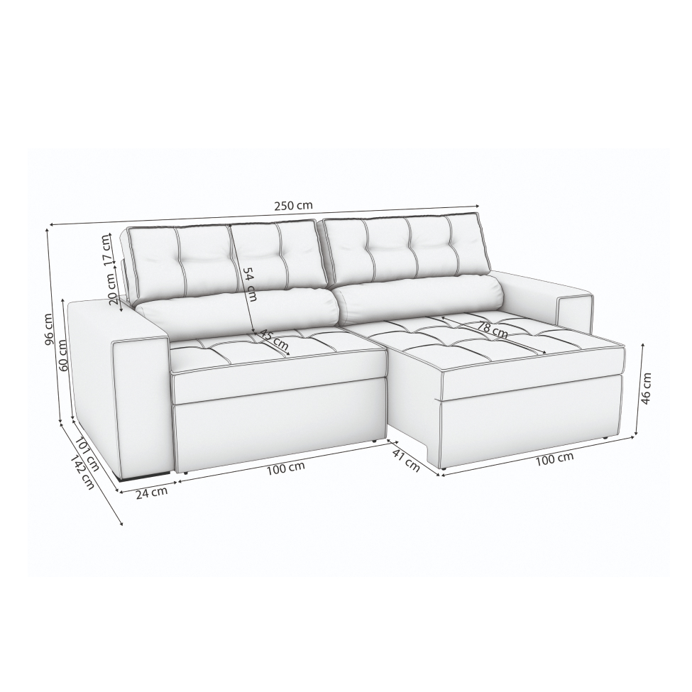 Sofá 4 Lugares Retrátil e Reclinável Lanus Bouclé Fendi 250 cm