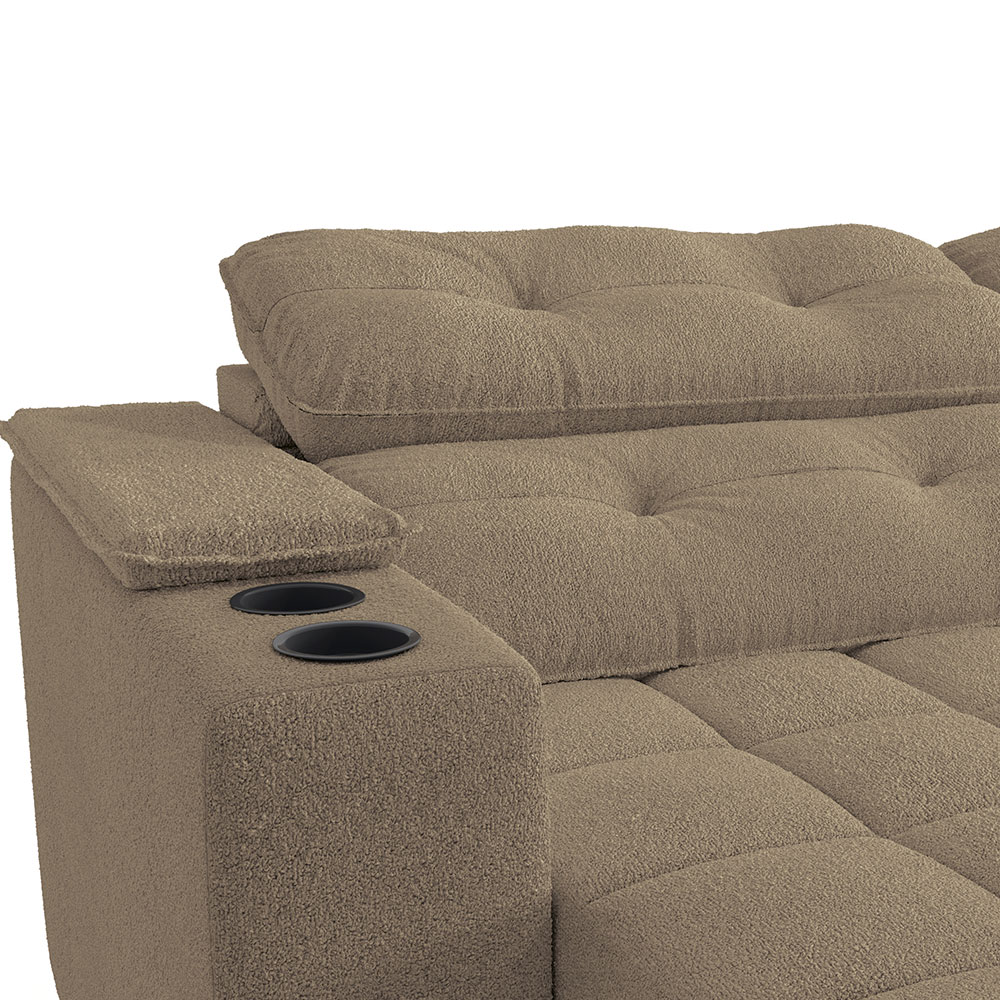 Sofá 4 Lugares Retrátil e Reclinável Premier Molas Bouclé Fendi 261 cm