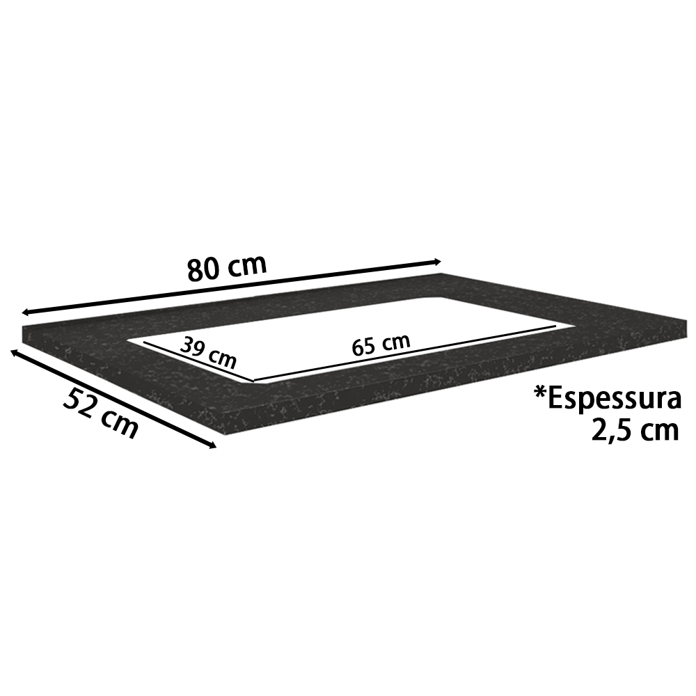 Tampo De Balcao Para Cooktop 80cm S417 Preto Brilho Kappesberg