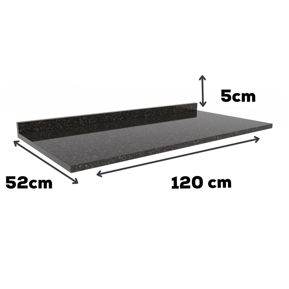 Tampo Para Balcao 120 cm MDP S515 Preto Kappesberg
