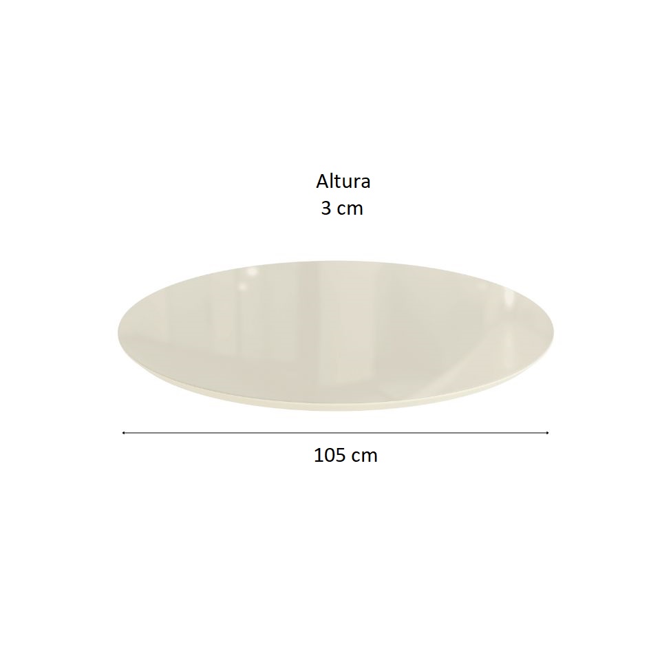 Tampo Redondo para Mesa de Jantar com Vidro Petúnia Off White 105 cm