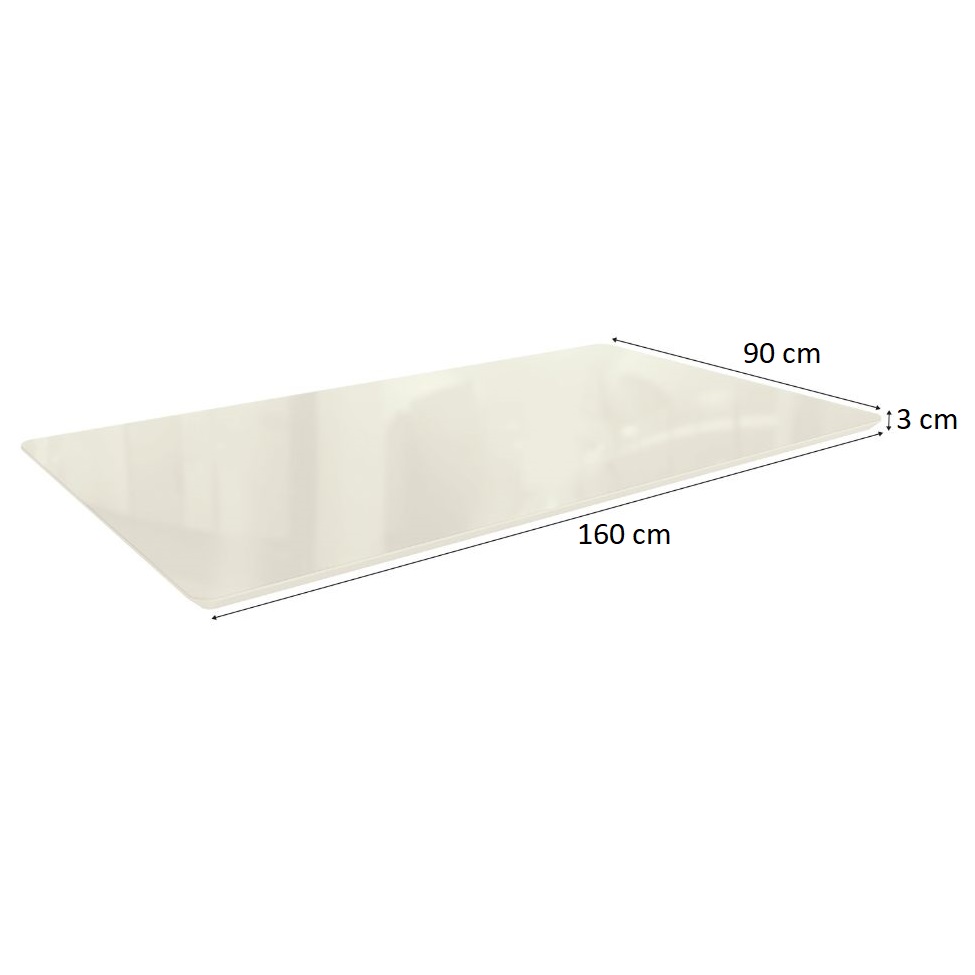 Tampo Retangular para Mesa de Jantar com Vidro Petúnia Off White 160 cm