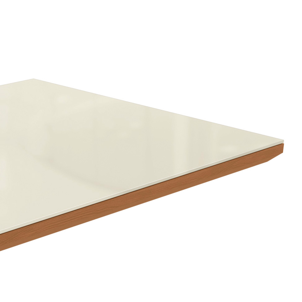 Tampo para Mesa de Jantar Kepp Vidro Off White e Canela 160 cm