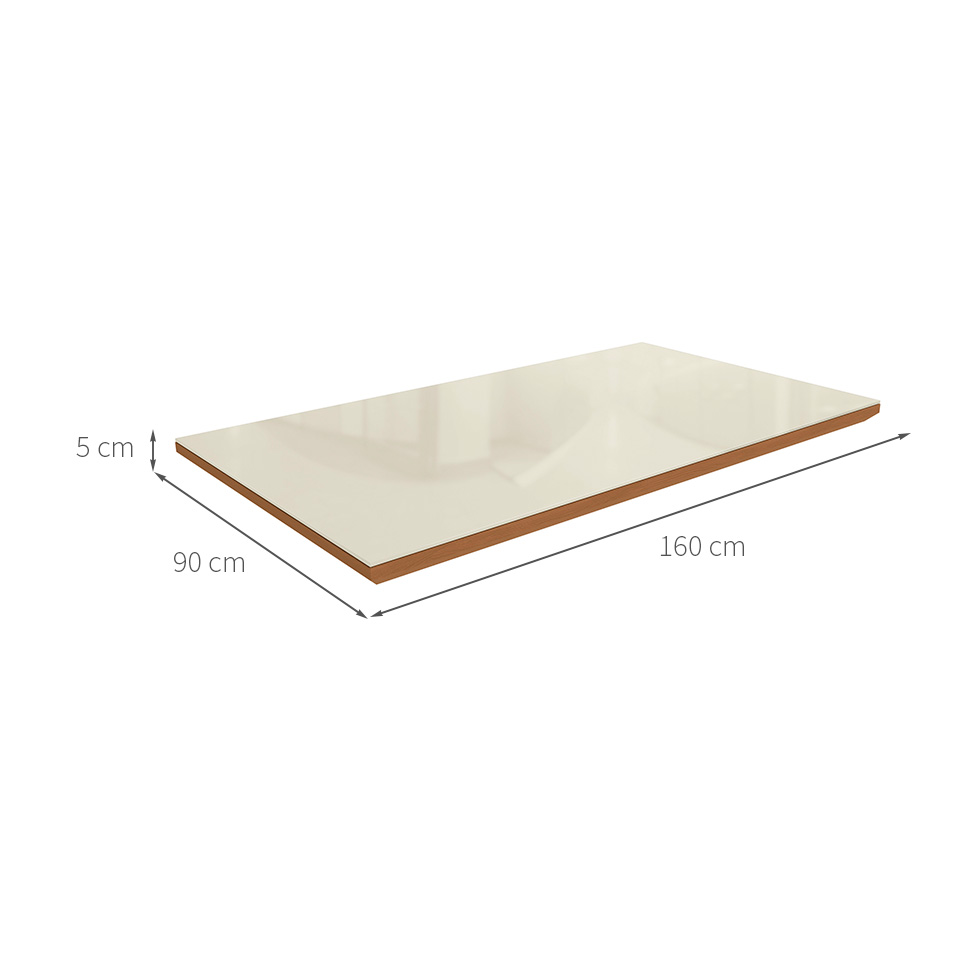 Tampo para Mesa de Jantar Kepp Vidro Off White e Canela 160 cm